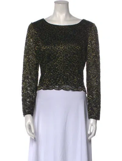 Pre-owned Vintage - Unbranded Vintage Bateau Neckline Crop Top In Black