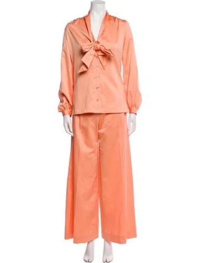 Pre-owned Vintage - Unbranded Vintage Blouse Craft By Maxime De La Falaise Pant Set In Orange