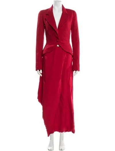 Pre-owned Vintage - Unbranded Vintage Bow Accents Skirt Suit In Red
