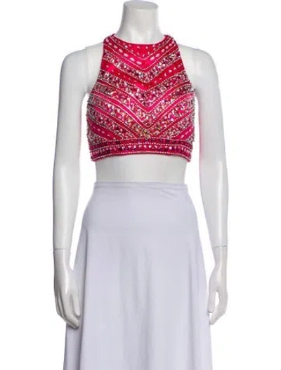 Pre-owned Vintage - Unbranded Vintage Crew Neck Crop Top In Pink
