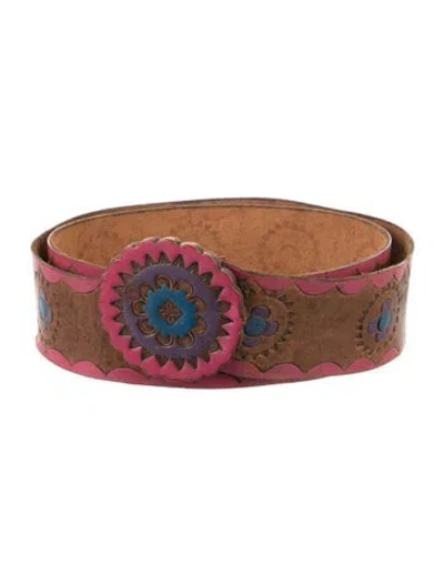 Pre-owned Vintage - Unbranded Vintage Embossed Leather Belt In Multi