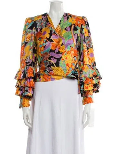 Pre-owned Vintage - Unbranded Vintage Floral Print Blouse In Multi