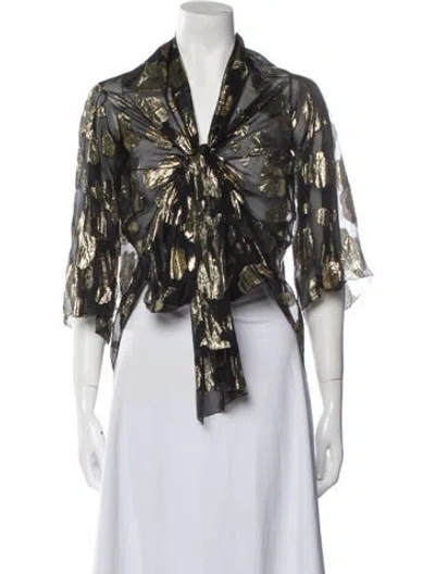 Pre-owned Vintage - Unbranded Vintage Floral Print Crop Top In Black