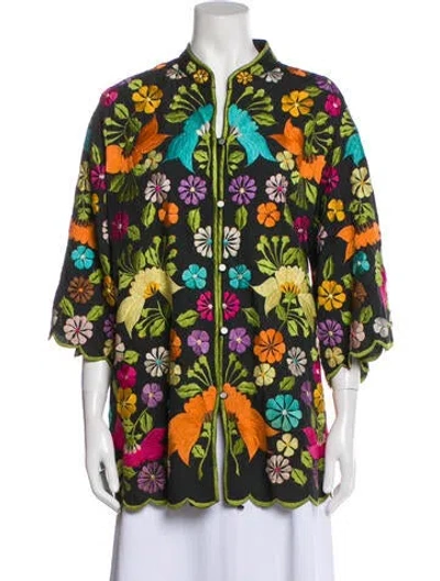 Pre-owned Vintage - Unbranded Vintage Floral Print Jacket In Black