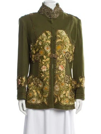 Pre-owned Vintage - Unbranded Vintage Floral Print Jacket In Green