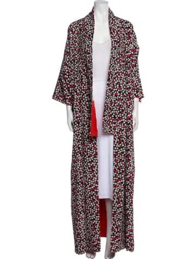 Pre-owned Vintage - Unbranded Vintage Floral Print Robe In Black