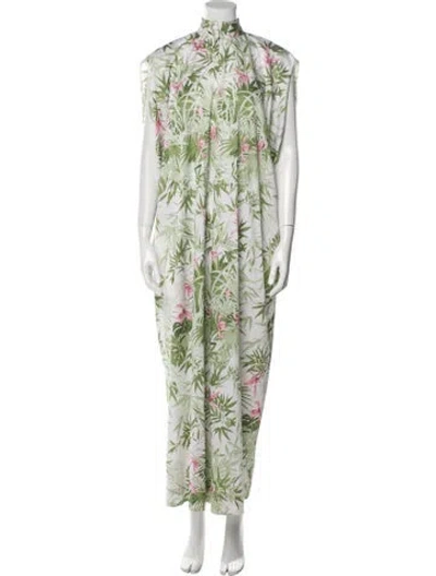 Pre-owned Vintage - Unbranded Vintage Floral Print Robe In Green