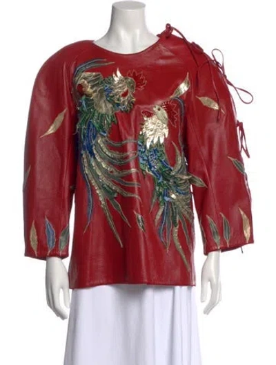 Pre-owned Vintage - Unbranded Vintage Graphic Print Top In Red