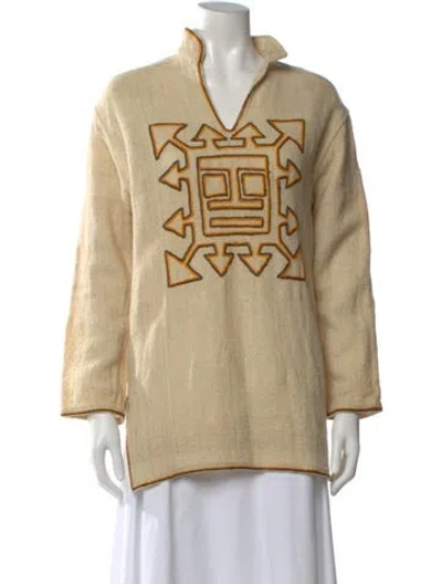 Pre-owned Vintage - Unbranded Vintage Graphic Print Top In Yellow