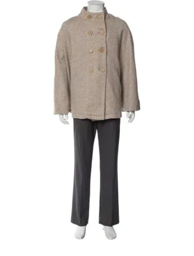 Pre-owned Vintage - Unbranded Vintage Houndstooth Print Peacoat In Neutral