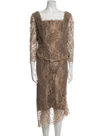 Pre-owned Vintage - Unbranded Vintage Jossie's Couture Skirt Set In Neutral