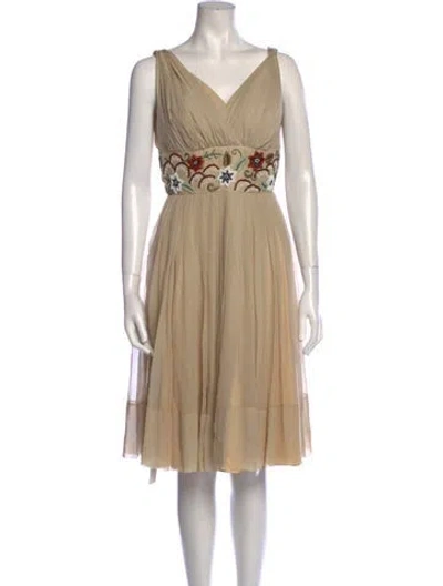 Pre-owned Vintage - Unbranded Vintage Knee-length Dress In Neutral