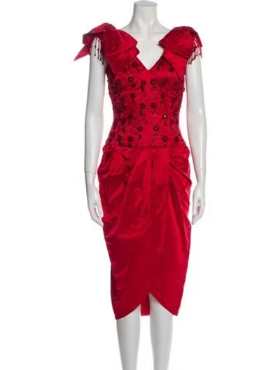 Pre-owned Vintage - Unbranded Vintage Knee-length Dress In Red