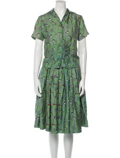 Pre-owned Vintage - Unbranded Vintage La Fiesta Skirt Set In Green