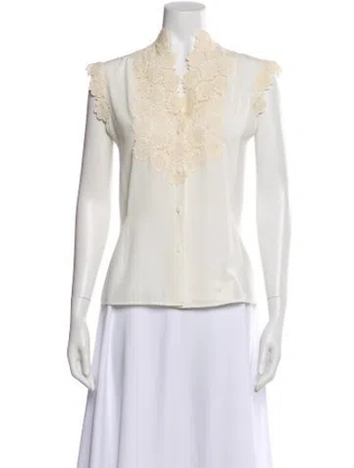Pre-owned Vintage - Unbranded Vintage Lace Pattern Blouse In Neutral
