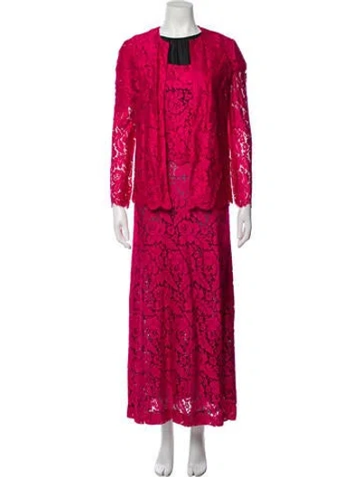 Pre-owned Vintage - Unbranded Vintage Lace Pattern Dress Set In Pink