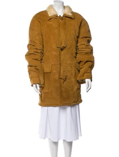 Pre-owned Vintage - Unbranded Vintage Leather Faux Fur Coat In Brown