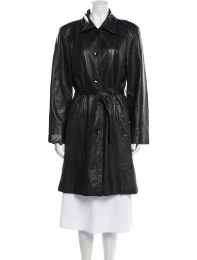 Pre-owned Vintage - Unbranded Vintage Leather Trench Coat In Black