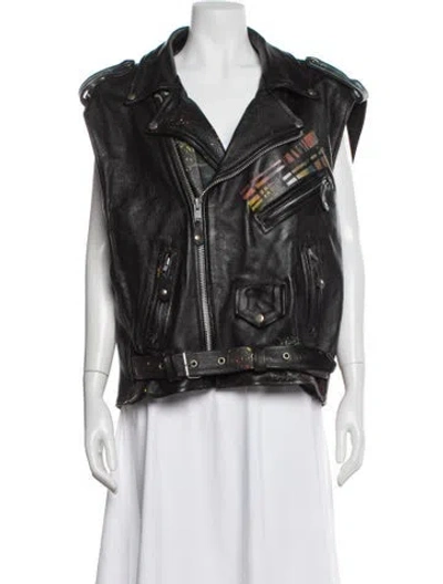 Pre-owned Vintage - Unbranded Vintage Leather Vest In Gray