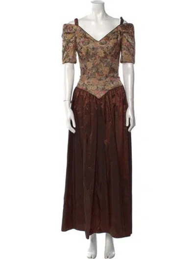 Pre-owned Vintage - Unbranded Vintage Long Dress In Brown