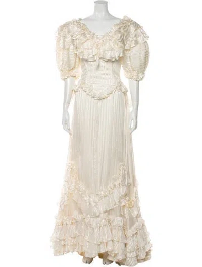 Pre-owned Vintage - Unbranded Vintage Long Dress In Neutral