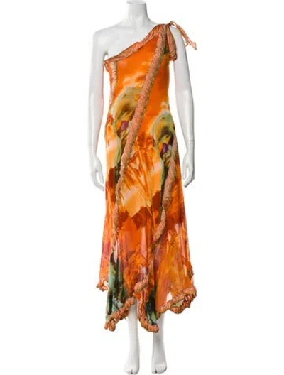 Pre-owned Vintage - Unbranded Vintage Long Dress In Orange