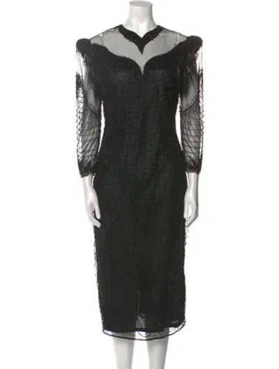 Pre-owned Vintage - Unbranded Vintage Midi Length Dress In Black
