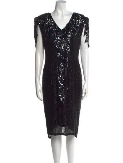 Pre-owned Vintage - Unbranded Vintage Midi Length Dress In Black