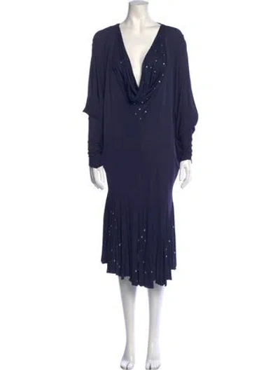 Pre-owned Vintage - Unbranded Vintage Midi Length Dress In Blue