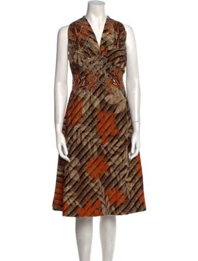 Pre-owned Vintage - Unbranded Vintage Midi Length Dress In Brown