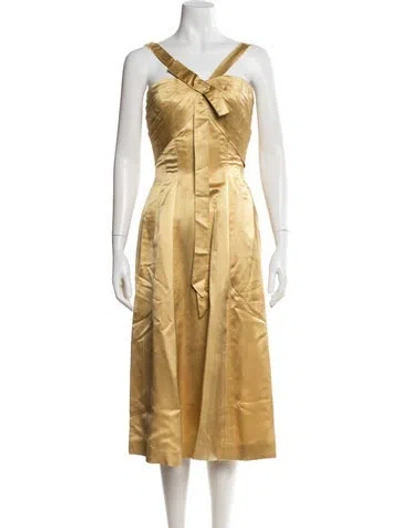 Pre-owned Vintage - Unbranded Vintage Midi Length Dress In Gold