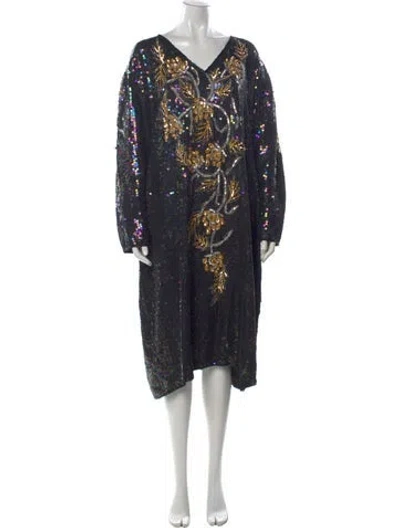 Pre-owned Vintage - Unbranded Vintage Midi Length Dress In Multi