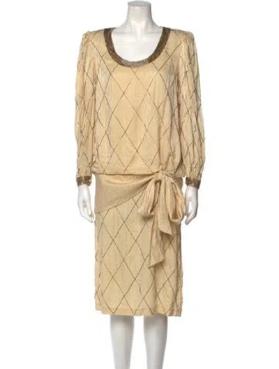 Pre-owned Vintage - Unbranded Vintage Midi Length Dress In Neutral