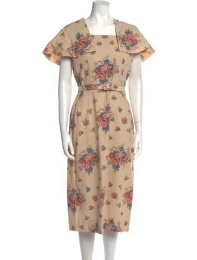 Pre-owned Vintage - Unbranded Vintage Midi Length Dress In Neutral