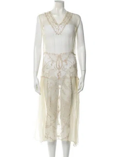 Pre-owned Vintage - Unbranded Vintage Midi Length Dress In Neutral