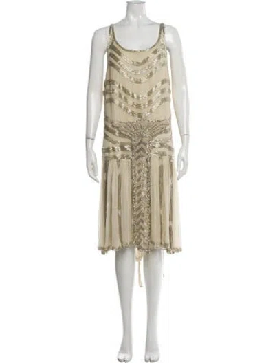Pre-owned Vintage - Unbranded Vintage Midi Length Dress In Neutral