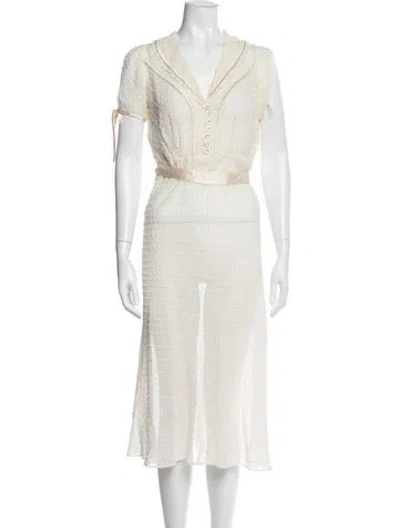 Pre-owned Vintage - Unbranded Vintage Midi Length Dress In White