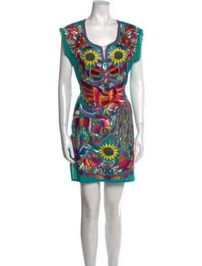 Pre-owned Vintage - Unbranded Vintage Mini Dress In Green