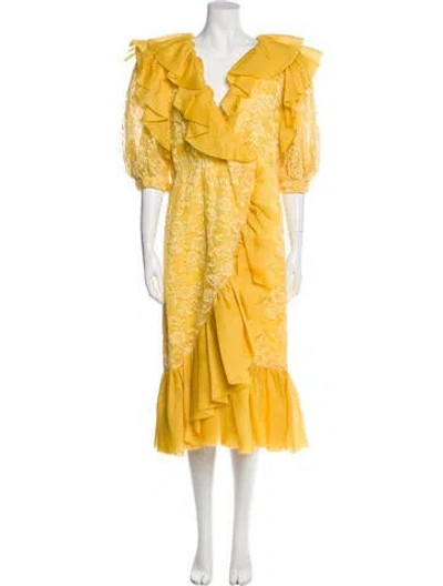 Pre-owned Vintage - Unbranded Vintage Mini Dress In Yellow