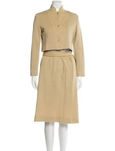 Pre-owned Vintage - Unbranded Vintage Pleated Accents Skirt Suit In Neutral