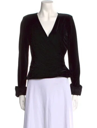 Pre-owned Vintage - Unbranded Vintage Plunge Neckline Crop Top In Black