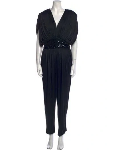 Pre-owned Vintage - Unbranded Vintage Plunge Neckline Jumpsuit In Black