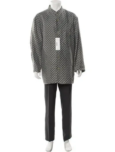 Pre-owned Vintage - Unbranded Vintage Polka Dot Print Overcoat In Gray