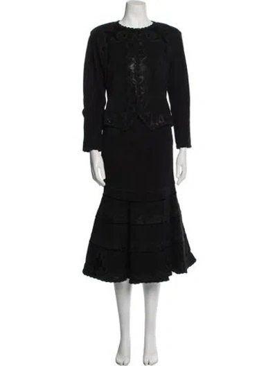 Pre-owned Vintage - Unbranded Vintage Scalloped Accent Skirt Set In Black