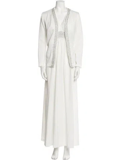 Pre-owned Vintage - Unbranded Vintage Sequin Embellishments Dress Set In White