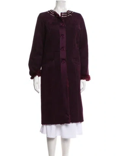 Pre-owned Vintage - Unbranded Vintage Shearling Trench Coat In Burgundy