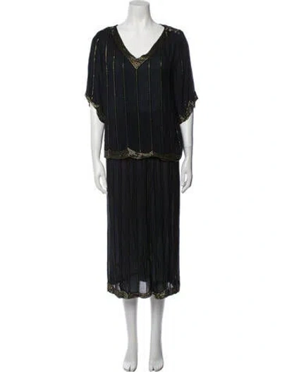 Pre-owned Vintage - Unbranded Vintage Silk Skirt Set In Black
