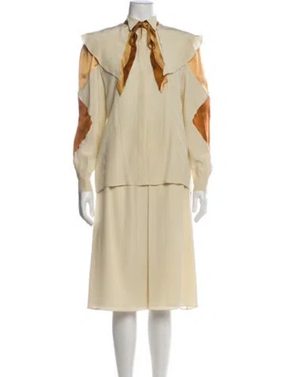 Pre-owned Vintage - Unbranded Vintage Silk Skirt Set In Neutral