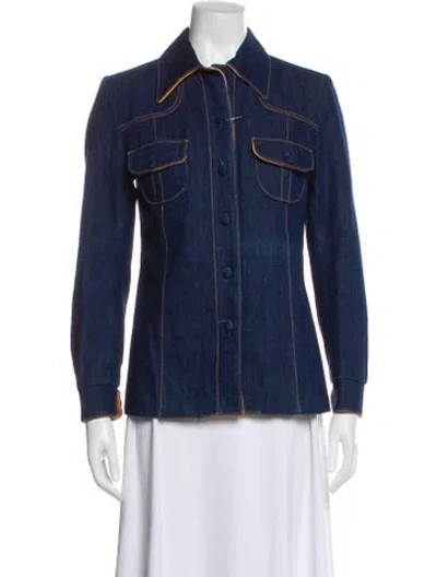Pre-owned Vintage - Unbranded Vintage Striped Denim Jacket In Blue