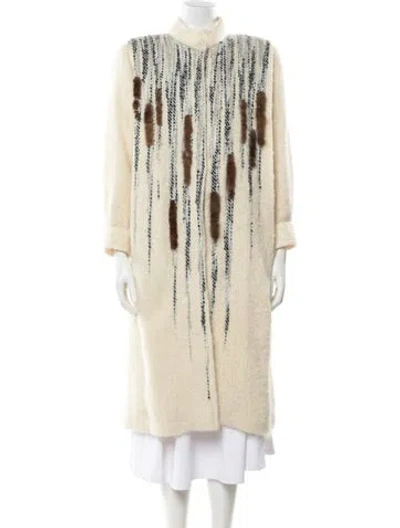 Pre-owned Vintage - Unbranded Vintage Striped Faux Fur Coat In Neutral